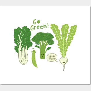 Go Green! Kawaii Cute Vegetables | Veggie Lover's Posters and Art